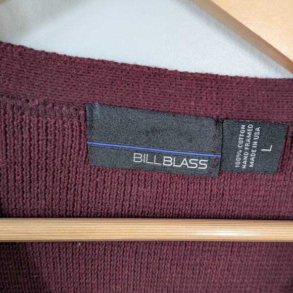 Vintage Bill Blass Cardigan Sweater Mens L Red 90S Cotton Usa Button Vneck Work - Picture 7 of 9